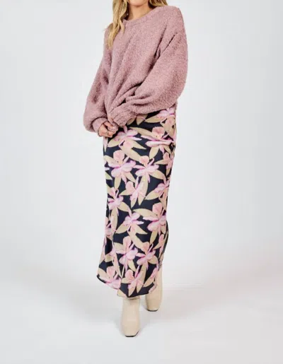 Sadie & Sage S & S Floral Maxi Skirt In Black/ Pink
