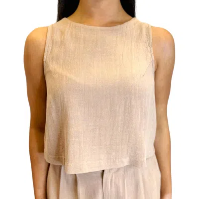 Sadie & Sage Shoreline High Neck Back Button Down Relaxed Tank Top In Multi