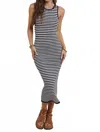 Sadie & Sage Silvia Midi Dress In Navy White In Gray