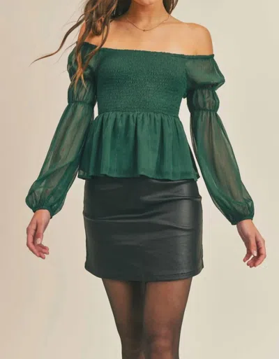 Sadie & Sage Smocked Peplum Top In Diverse Forest In Green