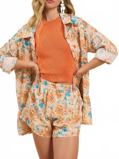 Sadie & Sage Sonoma Floral Shirt In Coral Multi In Brown