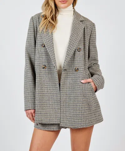 Sadie & Sage Spinning Records Blazer In Houndstooth