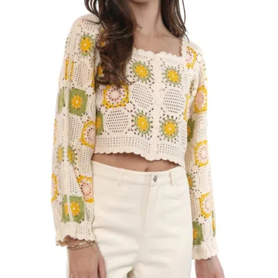 Sadie & Sage Spring Day Crochet Cardigan In Multi