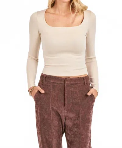 Sadie & Sage Square Neck Long Sleeve Top In Cream In Neutral