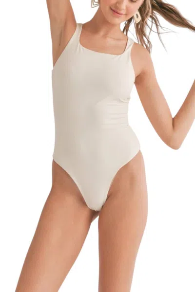 Sadie & Sage Square Neck Swimsuit/bodysuit In Ivory In Neutral