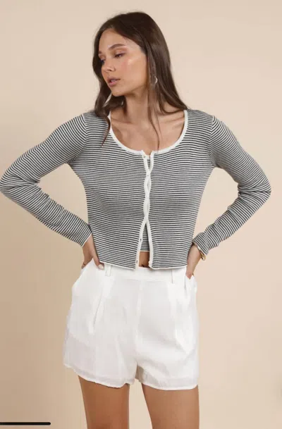 Sadie & Sage Striped Cardigan In Ivory Black