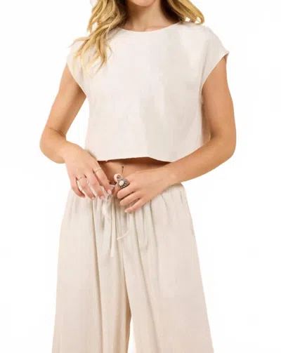 Sadie & Sage Sugarloaf Linen Top In Oatmeal In White