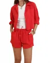 Sadie & Sage Sugarloaf Loose Button Down Shirt In Red