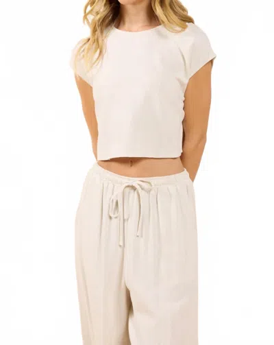 Sadie & Sage Sugarloaf Sleeveless Linen Top In Oatmeal In White