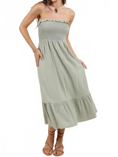 Sadie & Sage Sugarloaf Smocked Tube Midi Dress In Sage In Green