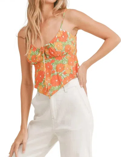 Sadie & Sage Summer Forever Tie Front Camisole Top In Orange In Brown