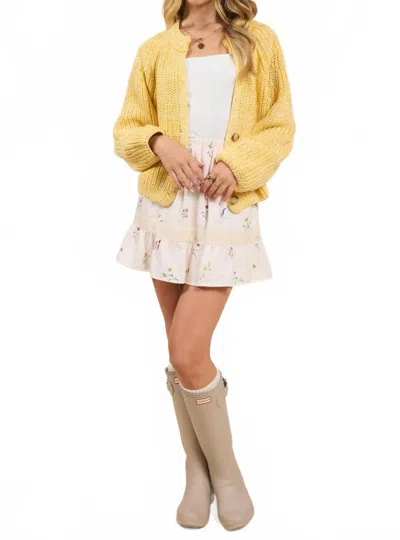 Sadie & Sage Sunroof Half Buttoned Cardigan In Lemon In Yellow