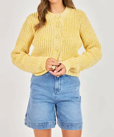 Sadie & Sage Sunroof Tulip Hem Cardigan Sweater In Lemon Ivory In Yellow