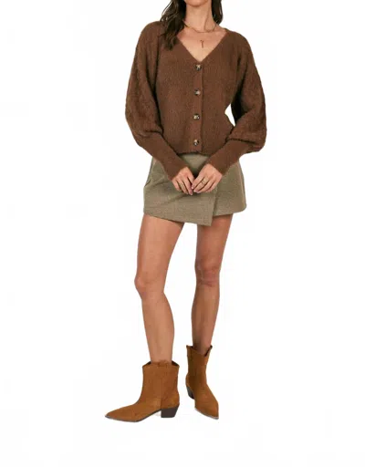 Sadie & Sage Sweeping Wind Button Front Cardigan In Oak Brown