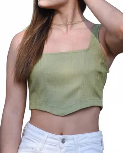 Sadie & Sage Taytum Boned Fitted Top In Olive Green