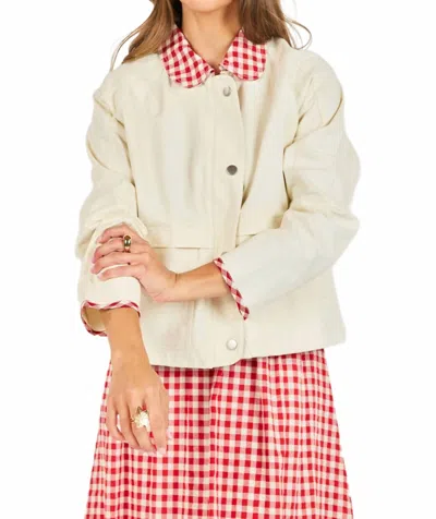 Sadie & Sage Teacup Barn Jacket In Ivory Red Gingham In Neutral