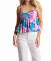 Sadie & Sage Technicolor Babydoll Bubble Hem Tank In Blue Multi In Multi