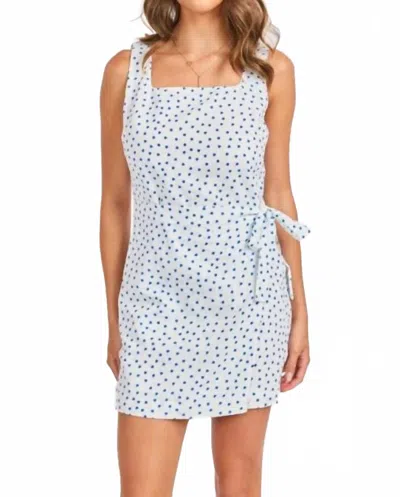 Sadie & Sage Tidepool Wrap Over Mini Dress In White Blue In Multi
