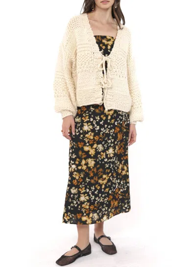 Sadie & Sage Tie Front Cardigan In Ivory In Neutral