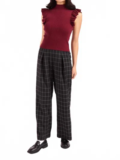 Sadie & Sage Tiffany Delicate Ruffle Top In Burgundy In White