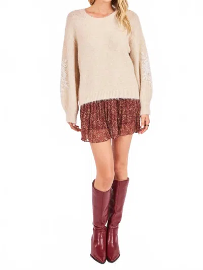 Sadie & Sage Tinsley Embroidered Sweater In Ivory In Multi