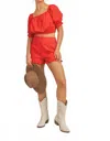 Sadie & Sage Valentina Eyelet Shorts In Red In Red