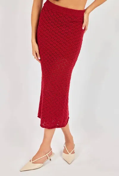Sadie & Sage Venus Knit Midi Skirt In Red