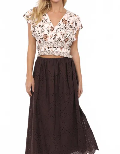 Sadie & Sage Viola V Neck Ruffle Top In Ivory In Multi