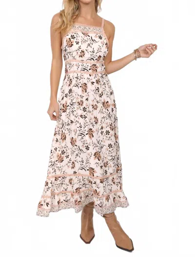 Sadie & Sage Voila Lace Trim Maxi Dress In Beige In Pink