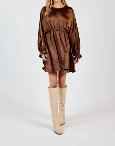 Sadie & Sage Warm Tea Dolman Sleeve Mini Dress In Brown