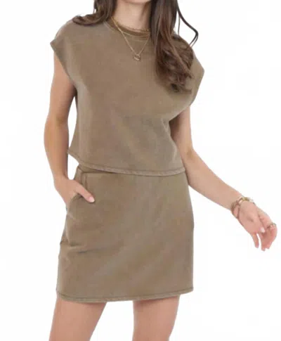 Sadie & Sage Little Games Terry Knit Top In Washed Taupe In Gray