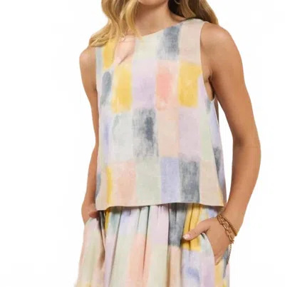 Sadie & Sage Watercolor Print Sleeveless Top In Multicolor