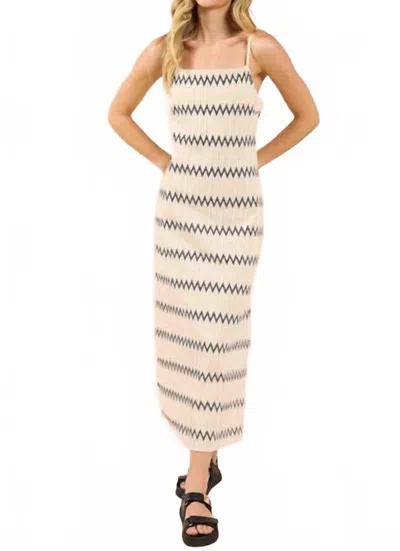 Sadie & Sage Way Out Zig Zag Weave Maxi Dress In Ivory Navy In Pink