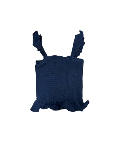 Sadie & Sage Women's Breezy Lane Ruffle Strap Smocked Top In Navy In Blue