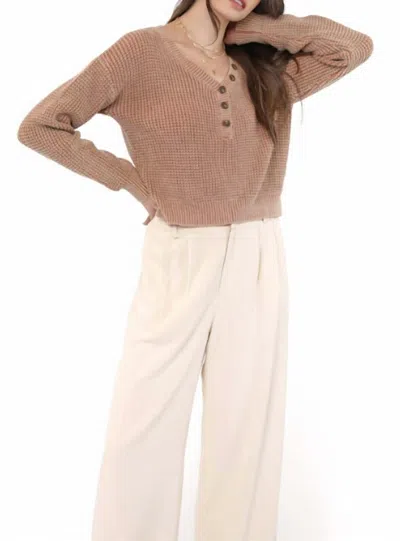 Sadie & Sage Women's Brixton Button Sweater In Rust In Neutral