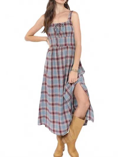 Sadie & Sage Women's Flannel Milkmaid Dress In Plaid In Blue