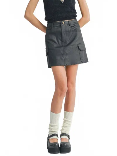 Sadie & Sage Women's Girl On Top Coated Mini Skirt In Black In Blue