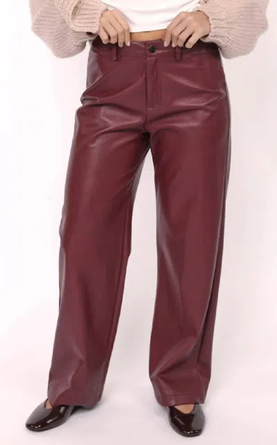Sadie & Sage Women's Night Vision Faux Leather Pants In Burgundy In Brown