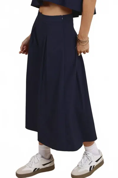 Sadie & Sage Women's Ocean Calls Pleated Maxi Skirt In Navy Blue