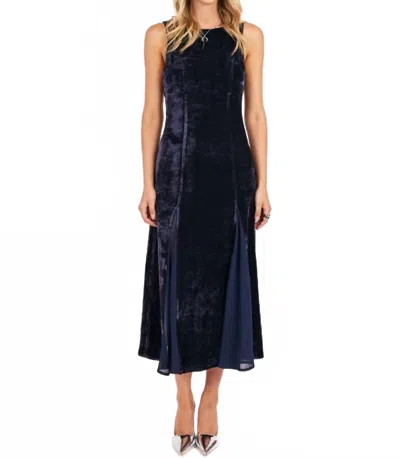 Sadie & Sage Women's Velvet Ave Godet Maxi Dress In Black In Blue