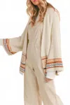 Sadie & Sage Women's Warm Up Fair Isle Fuzzy Cardigan In Ivory Multi In Neutral