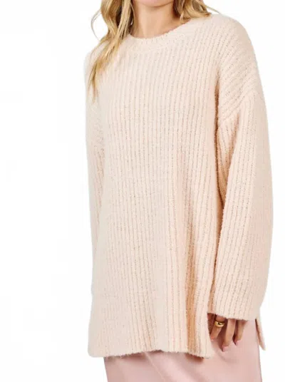 Sadie & Sage Your Needs Ribbed Knit Sweater In Cream In White