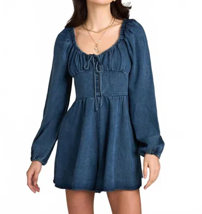 Sadie & Sage Zayla Smocked Dark Chambray Romper