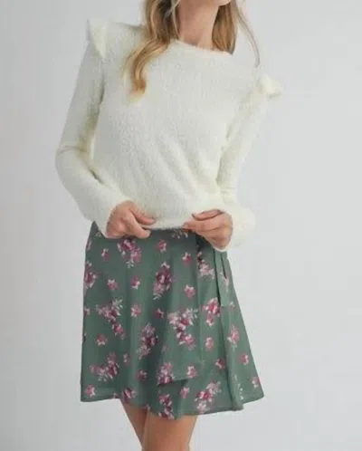 Sadie & Sage Abigail Ruffle Trim Sweater In Ivory In Multi