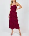 Sadie & Sage All Invited Ruffle Detail Maxi Dress In Wine In Pink