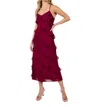 Sadie & Sage All Invited Ruffle Dress In Wine In Pink