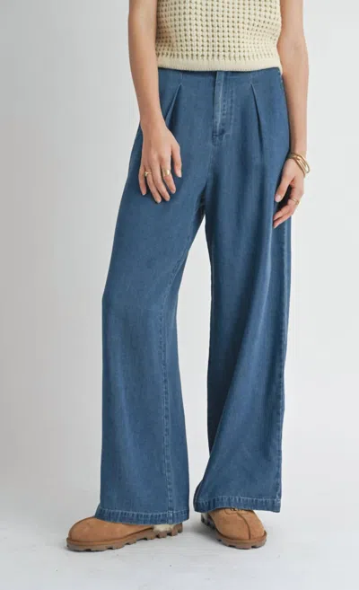 SADIE & SAGE ARCHIVES WIDE LEG PANTS IN DARK CHAMBRAY