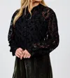 Sadie & Sage At Dusk Velvet Lace Shirt In Black In Black
