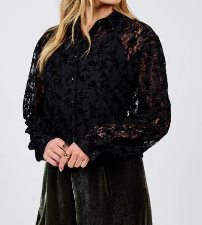 Sadie & Sage At Dusk Velvet Lace Shirt In Black