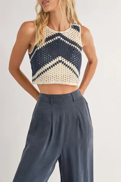 Sadie & Sage Beverly Crochet Tank Top In Cream/navy In Multi